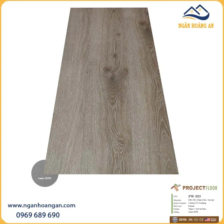 Sàn Nhựa Giả Gỗ Vinyl Hèm Khóa Project Floor PW553 5.5mm